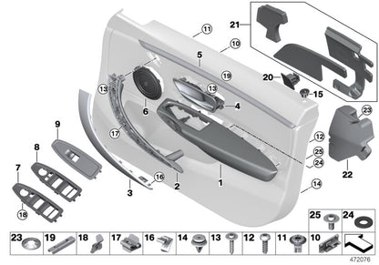 Embellecedor interruptor elevalunas lado conductor OEM 51417283832 para BMW F20, F21, F30, F31, F34, F36, F80. Original BMW.