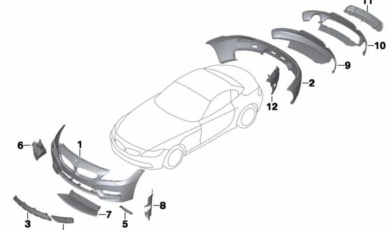 Guía de aire inferior OEM 51747903728 para BMW Z4 E89. Pieza original BMW. Ideal para mejorar la aerodinámica con el kit M.