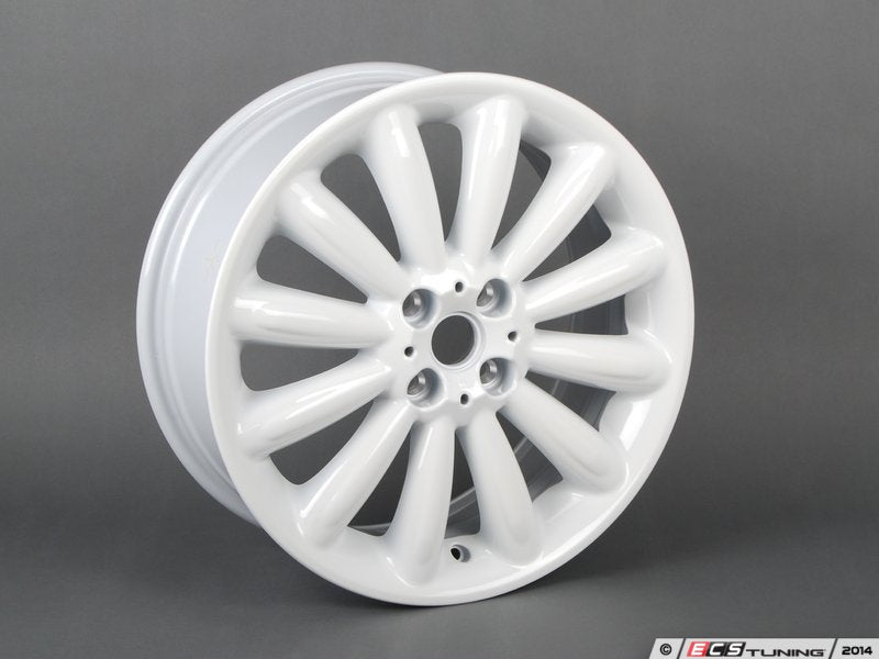 Llanta de aleación 7Jx17 ET48 Infinite Stream Spoke R116 blanca OEM 36116789796 para MINI R55 Clubman, R56, R57 Cabrio, R58 Coupé, R59 Roadster… y más. Original MINI