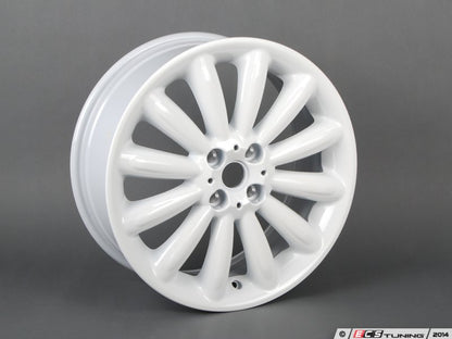 Llanta de aleación 7Jx17 ET48 Infinite Stream Spoke R116 blanca OEM 36116789796 para MINI R55 Clubman, R56, R57 Cabrio, R58 Coupé, R59 Roadster… y más. Original MINI