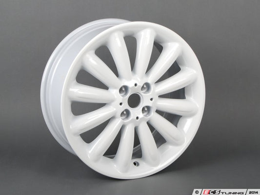 Llanta de aleación 7Jx17 ET48 Infinite Stream Spoke R116 blanca OEM 36116789796 para MINI R55 Clubman, R56, R57 Cabrio, R58 Coupé, R59 Roadster… y más. Original MINI
