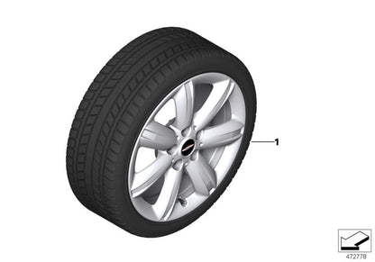 Rueda de invierno completa JCW Star Spoke 539 17” con neumático Bridgestone Blizzak LM-001 OEM 36110048006 para MINI F60 (todos los modelos compatibles). Original MINI.