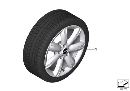 Rueda de invierno completa JCW Star Spoke 539 17” con neumático Bridgestone Blizzak LM-001 OEM 36110048006 para MINI F60 (todos los modelos compatibles). Original MINI.