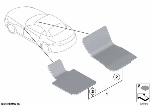 Conjunto de tapetes de veludo para BMW Z4 E89 (OEM 51477222158). BMW original