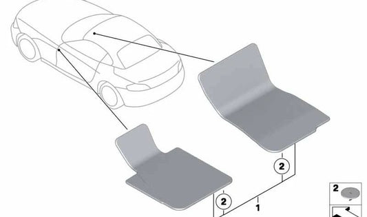 Juego de alfombrillas de terciopelo OEM 51477267572 para BMW Z4 E89 sDrive35is. Original BMW.