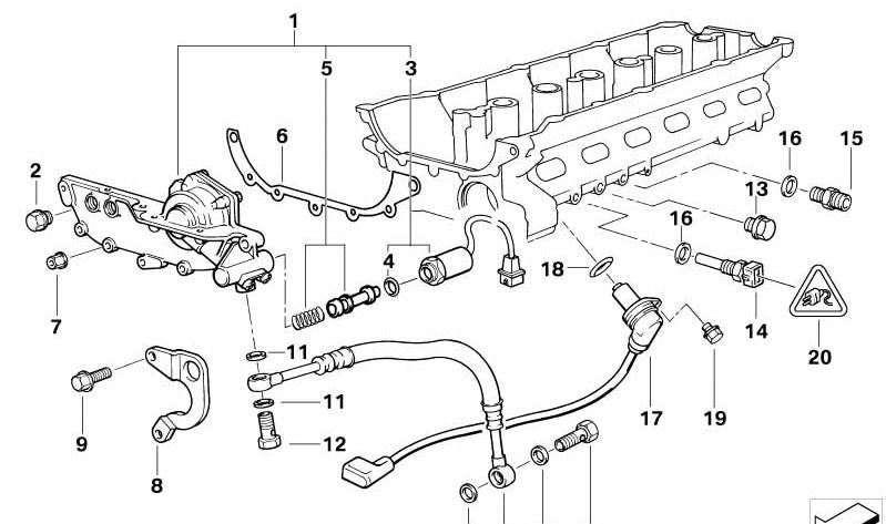 Tubería de aceite OEM 11361406655 para BMW E36,E38,E39,E46,E53,E60,E61,E63,E64,E65,E66,E67,E83,E85,E86,Z3,Z4. Original BMW.