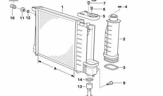 Radiador con enfriador de aceite de transmisión OEM 17101723898 para BMW E36. Original BMW.