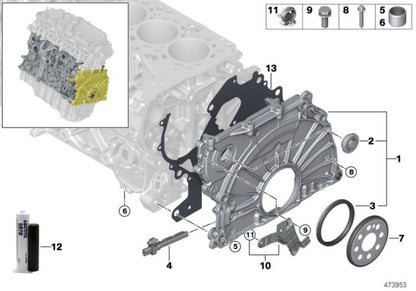 Kettenkastendeckel para BMW Series 1 F20, F21, Série 3 G20, G21, 5 G30 Série, G31, Série 6 G32, Série 7 G11, G12, Série 8 G14, G15, G16, X3 G01, X4 G02, X5 G05, X6 G06 , X7 G07 (OEM 11148591626). BMW original