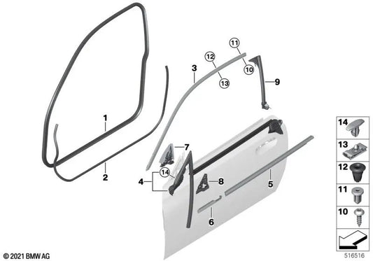 Rechts B -Säule B -Gelenk für BMW Serie 2 (G42, G87) (OEM 51767482810). Original BMW