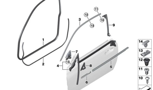 Proteção de borda de porta dianteira para BMW Série 2 G42, G87 (OEM 51727482814). BMW original