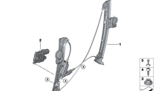 Elevador de janela dianteiro esquerdo sem motor para BMW G42, G87 (OEM 51339466297). BMW original