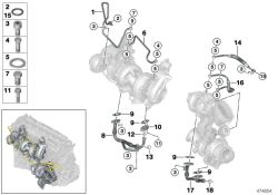 OEM Turbocompressor Banda 11657823280 for Mini R55, R56, R57, R58, R59, R60, R61. Original Mini.