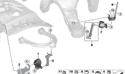 Left Control Rod for BMW 5 Series G60, G61, G90, 7 Series G70 (OEM 37146898867). Original BMW