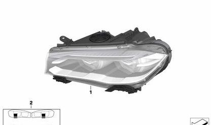 Faro delantero derecho xenón adaptativo AHL OEM 63117317110 para BMW X5 F15, F85 y X6 F16, F86. Original BMW.