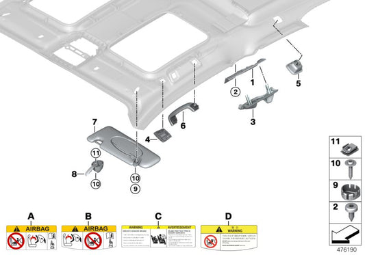 Cubierta de micrófono OEM 51447359475 para BMW i3 {I01: 60Ah, 94Ah, 120Ah, Rex} (2013-2022). Color gris carum. Pieza original BMW.