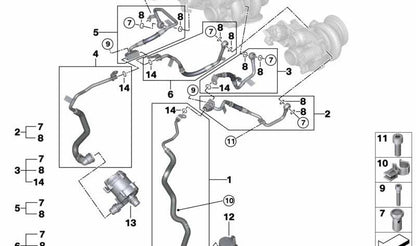 Tubería de refrigerante para BMW Serie 5 G30, G30N, Serie 7 G11N, G12N, Serie 8 G14, G15, G16 (OEM 11539896888). Original BMW