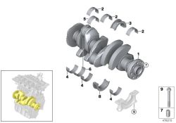 Albero motore per BMW F20N, F21N, F40 Serie 1, F44, F45, F46 Serie 2, X1 F48, X2 F39 (OEM 11218490341). BMW originale.