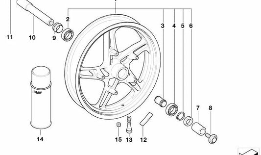 Rueda delantera OEM 36312335679 para motos BMW K 1200 LT, K 1200 RS. Original BMW Motorrad.