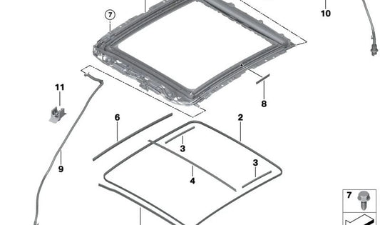 OEM 54107461202 Coperchio di vetro posteriore per BMW F52 (118i, 120i, 125i) con tetto panoramico elettrico. Modelli 2017-2019. BMW originale BMW.