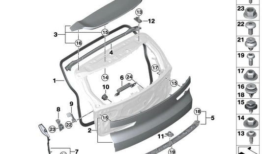 Amortida da porta traseira para BMW G09 (OEM 51249451742). BMW original.