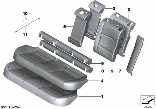 Couvercle de sauvegarde en cuir droit pour BMW F11, F11n (OEM 52207254342). BMW d'origine