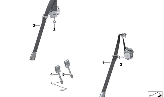 Rechte überlegene Sicherheitsgürtel 72118811950 für BMW E81, E82, E87, E88, E90, E91, E92, E93. Schwarze Farbe Original BMW.