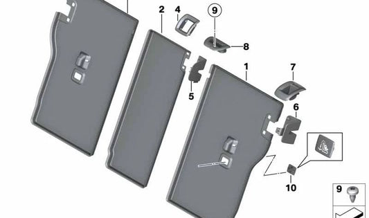 Revestimiento respaldo central venetobeige OEM 52207306158 para BMW F31, F31N, F34, F34N, F36, F36N. Original BMW.