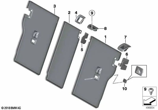 Left Backrest Cover for BMW F34, F34N 3 Series, F36, F36N 4 Series (OEM 52207341765). Original BMW.