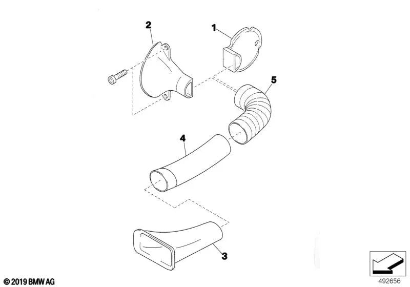 Conducción de aire derecha para BMW. (OEM 51712486018). Original BMW.
