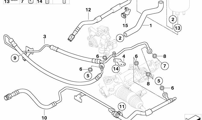 Tubería de retorno dirección asistida OEM 32416782453 para BMW E60 y E61 523i, 525i, 530i con motor N53. Original BMW.