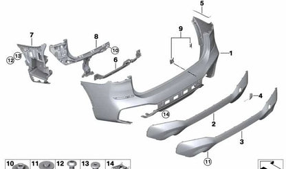 Soporte para esquina del parachoques trasero derecho OEM 51127381120 para BMW F48, F49. Original BMW.
