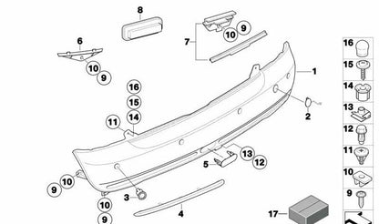 Adorno luz trasera antiniebla OEM 51127133424 para MINI R50, R53, Cabrio R52. Original MINI.