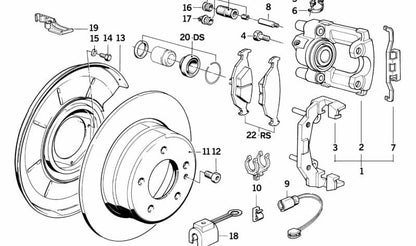 Disco de freno trasero ventilado OEM 34211162967 para BMW E32 740i, 740iL, 750i, 750iL. Original BMW.
