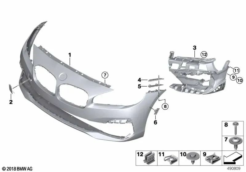 Right PMA sensor bracket for BMW 2 Series F45N, F46N (OEM 51117460192). Original BMW