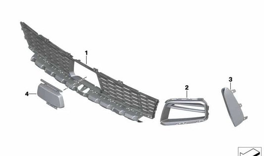 Rejilla entrada de aire derecha OEM 51118075334 para BMW Serie 1 F40 (modelos 116d, 116i, 118d, 118i). Pieza original BMW.