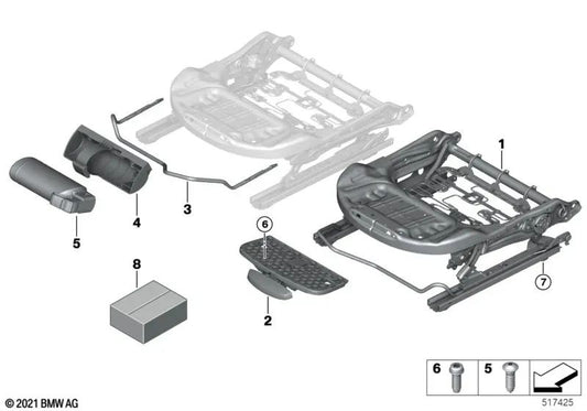 Left Sports Seat Mechanism for BMW 1 Series F40, F52, 2 Series F44, F45, F46, X1 F48 and X2 F39 (OEM 52107310849). Original BMW