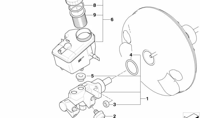 Cilindro maestro de freno OEM 34316750642 para BMW E46. Pieza original BMW.