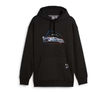 Sudadera con capucha BMW M Motorsport Autografik OEM 80145B318A3 para BMW. Diseño inspirado en el motor Hybrid V8, con logotipo BMW M y PUMA. Original BMW.