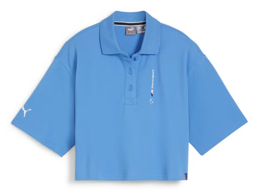 Pole BMW M Motorsport Women Blue Claro Taille XS. Largeur et raccourci, avec logo BMW M sur la poitrine et le logo Puma dans la manche. BMW d'origine. OEM 80145B31925. Pour les fans de BMW, idéal pour une utilisation occasionnelle ou un cadeau officiel.