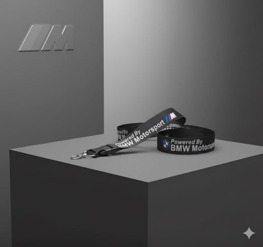 BMW Motorsport Keychain Lanyard with Safety Clasp and Metal Hook