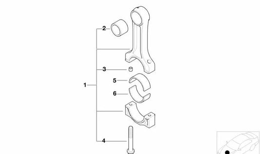 Juego de bielas OEM 11240308859 para BMW E87, E46, E90, E91, E60, E60N, E61, E61N, E83, E83N. Original BMW.