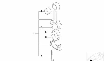 Juego de bielas OEM 11247798368 para BMW E46, E90, E91, E92, E93, E60, E61, E63, E64, E65, E66, E83, E53, E70, E71. Original BMW.