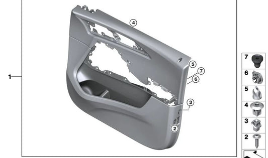Innenräume rechter Tür Panel OEM 51415A68668 für BMW (Kompatible Modelle: 1 F20 -Serie, Serie 3 F30, 5 G30 -Serie, 7 G11 -Serie). Original BMW.