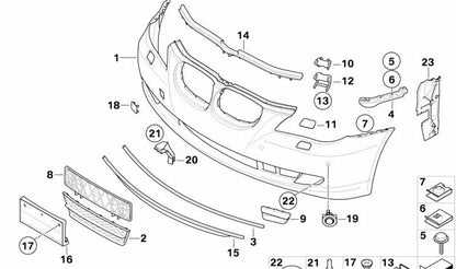 Soporte interior aleta delantera izquierda OEM 51117178077 para BMW E60, E61. Original BMW.