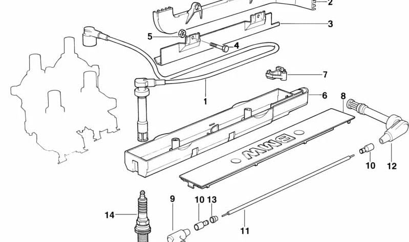 Cable de encendido OEM 12121739174 para BMW E36. Original BMW.
