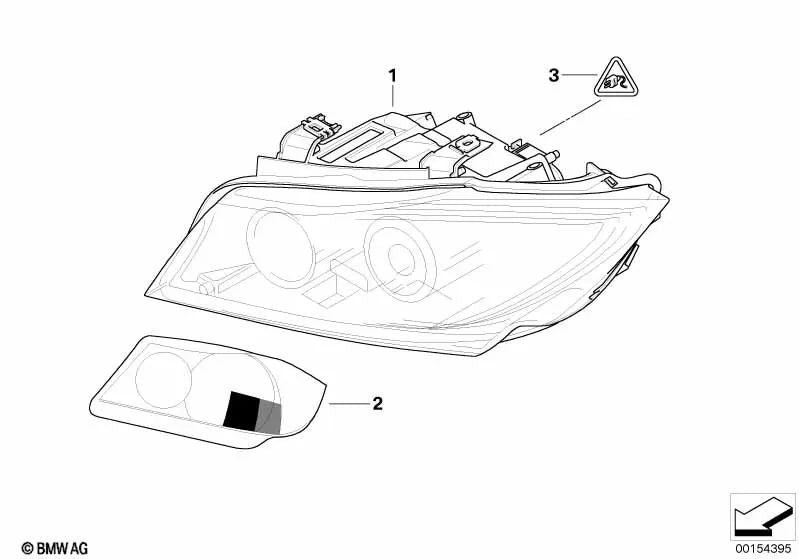 Faróis direitos para BMW E90, E91 (OEM 63116942726). BMW original