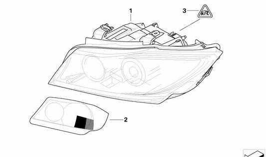 Faróis esquerdos para BMW Série 3 E90, E91 (OEM 63116942723). BMW original