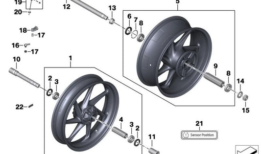 Casquillo distanciador delantero OEM 36318551385 para motos BMW F 800 R, F 750 GS, F 850 GS... y más. Original BMW Motorrad.