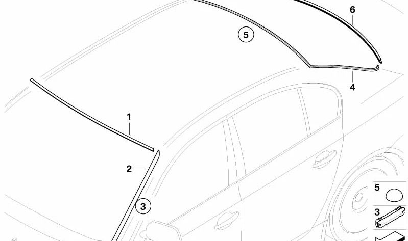 Cubierta de cristal trasero OEM 51317057415 para BMW Serie 5 E60, E60 LCI. Original BMW.