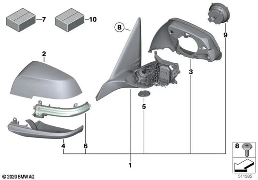 Links erhitztes Außenretrovisor für die BMW 1 F20 -Serie, F20N (OEM 51167242745). Original BMW.